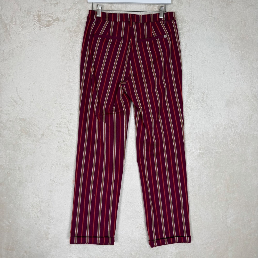 Brixton Striped Straight Leg Pants Burgundy Red Preppy 90s Y2K Size 26 Indie - Picture 2 of 10
